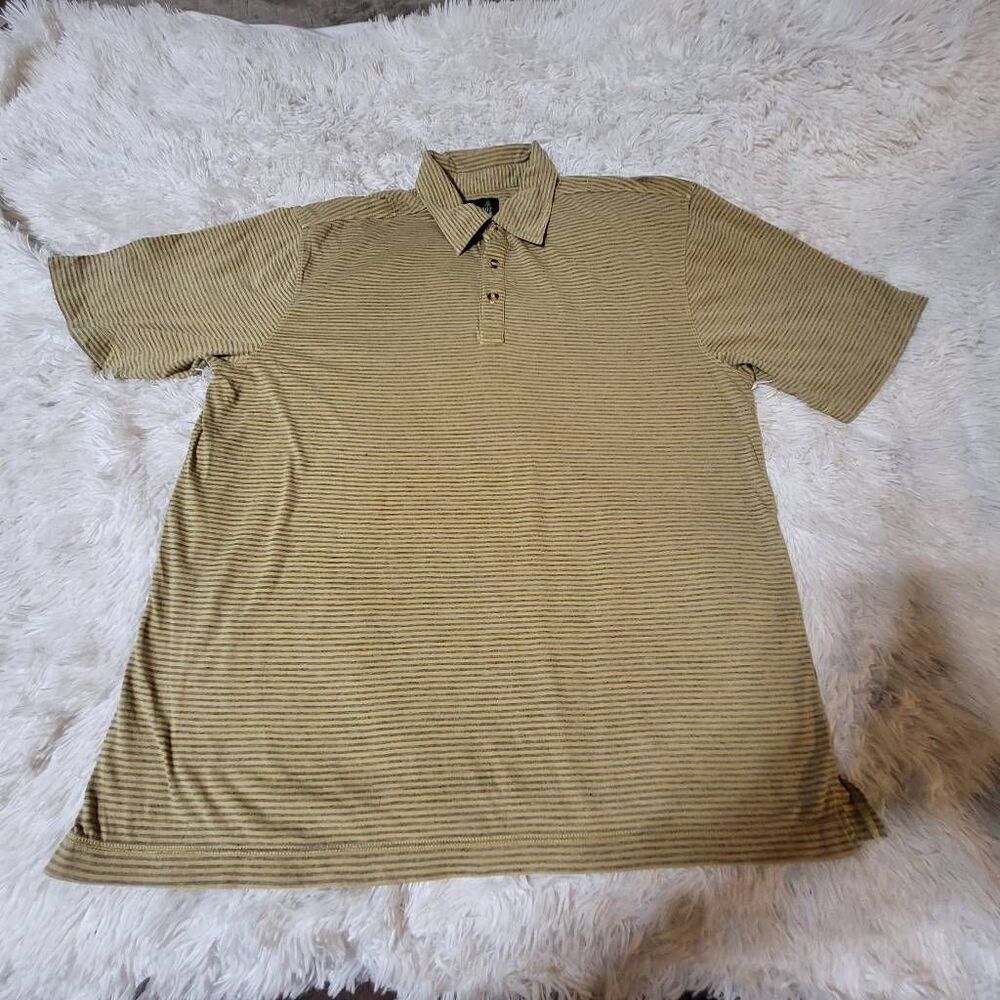 Stripe polo short sleeve pullover tee t-shirt L